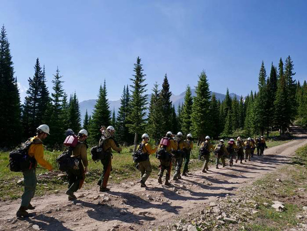 A firefighting Hotshot Team mobilizes near Dolores.